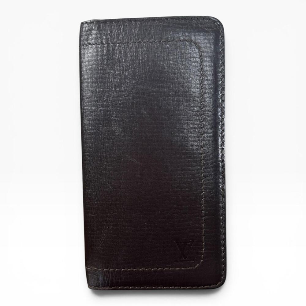 Louis Vuitton Wallet Mens One Size Brown Leather Slim Fold Card Holder France